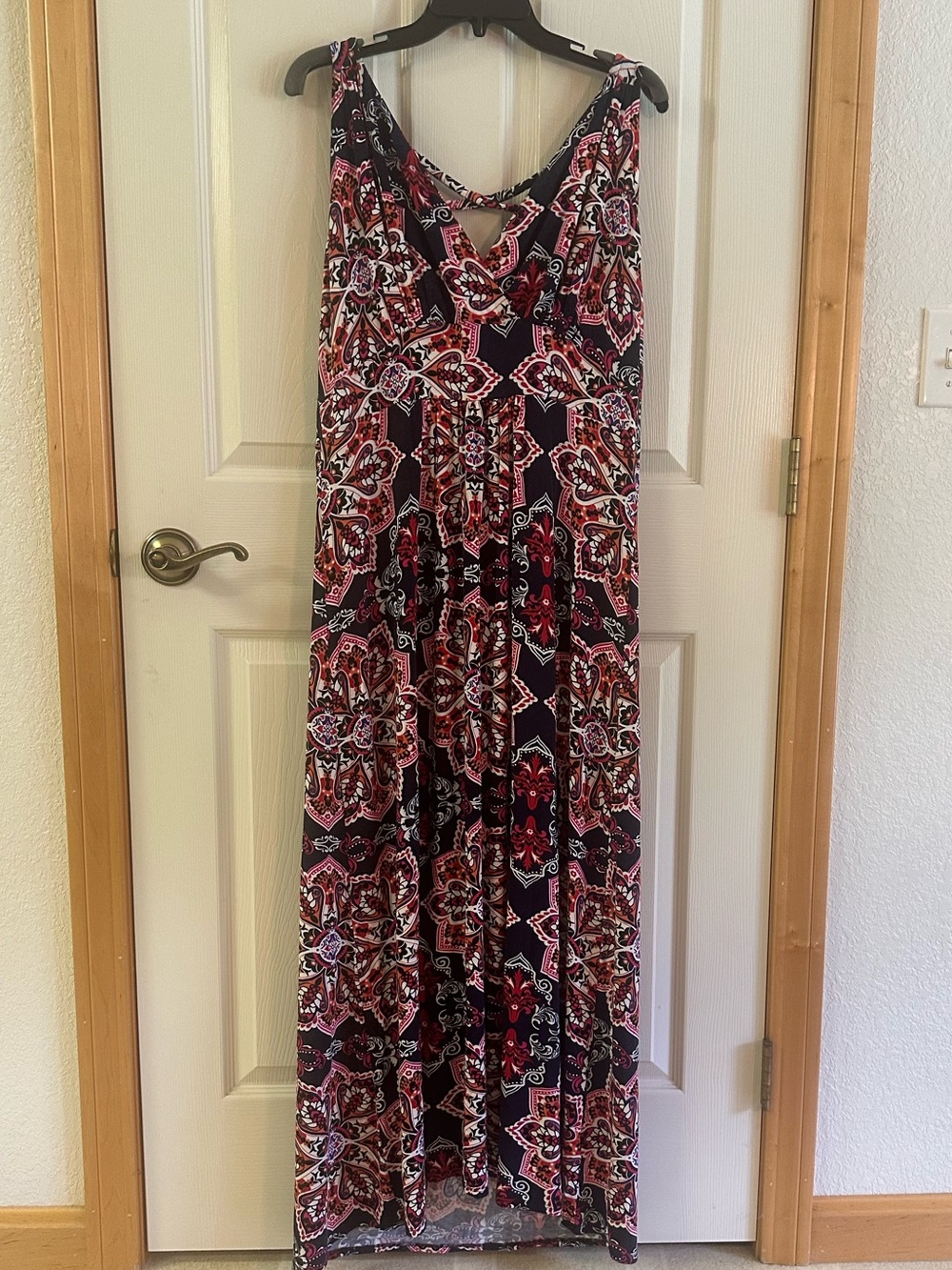 Loveappella Black and Red Patterned Maxi Dress 1X